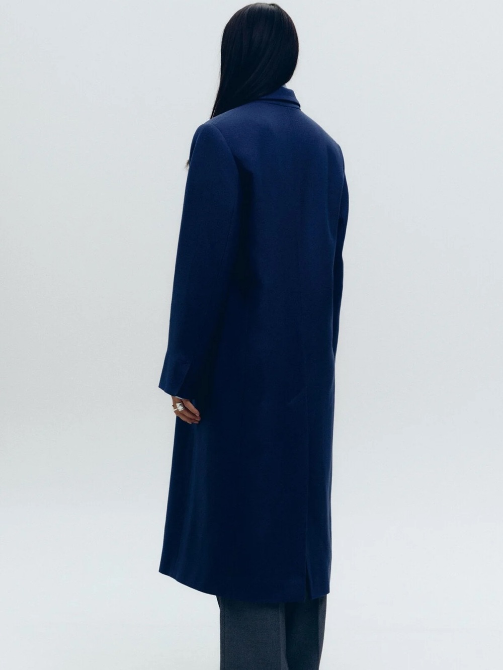 🏙️ZARA🏙️NAVY WOOL STRUCTURED TRENCH PRISTINE!!! - Picture 3 of 9